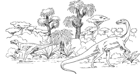 Euparkeria And Coelophysis Coloring Page